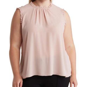 T Tahari Ruffle Crewneck Top Blush, 2X